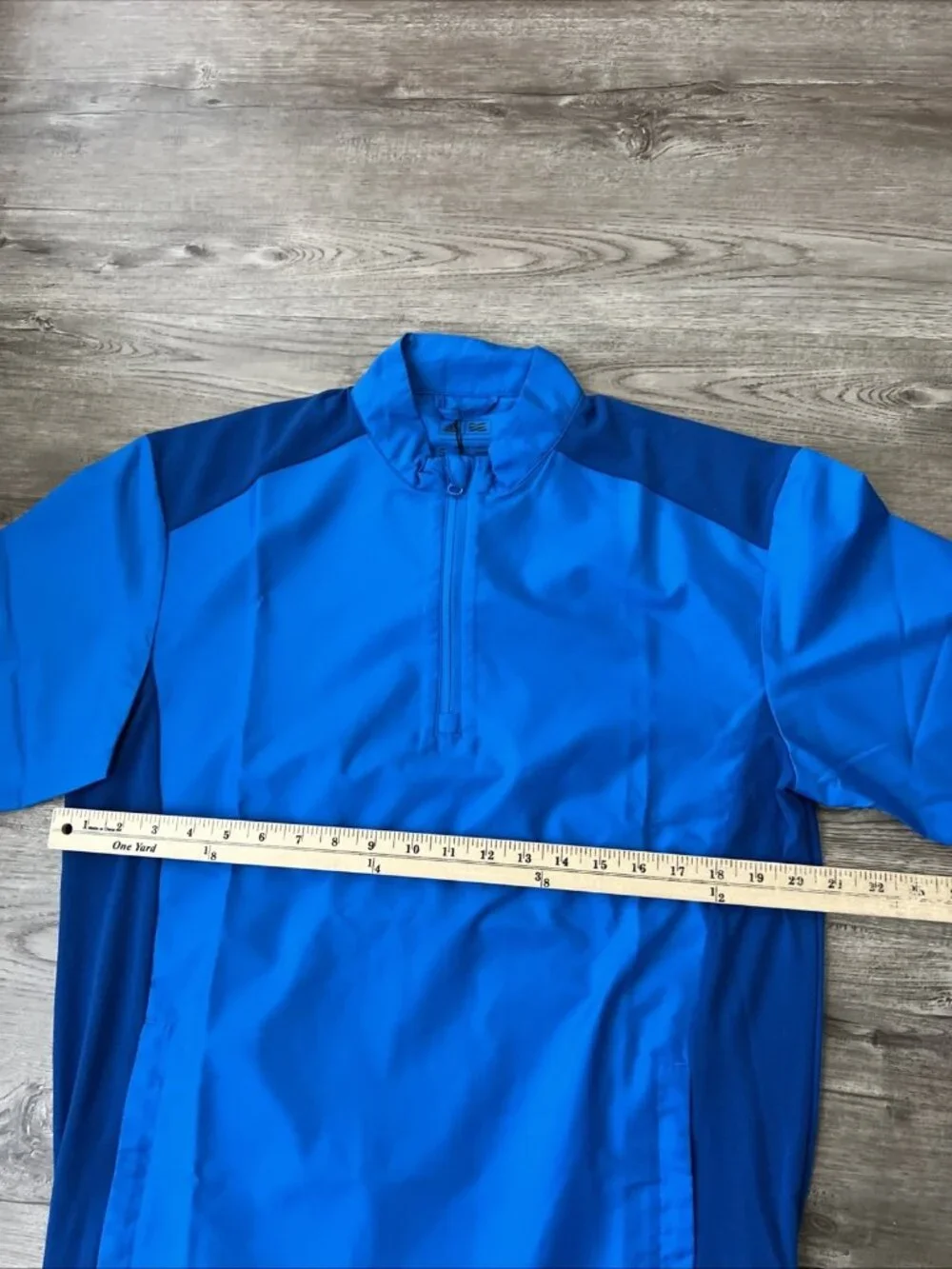 Adidas Windbreaker Shirt Blue Quarter Zip Short Sleeve Mens Small New